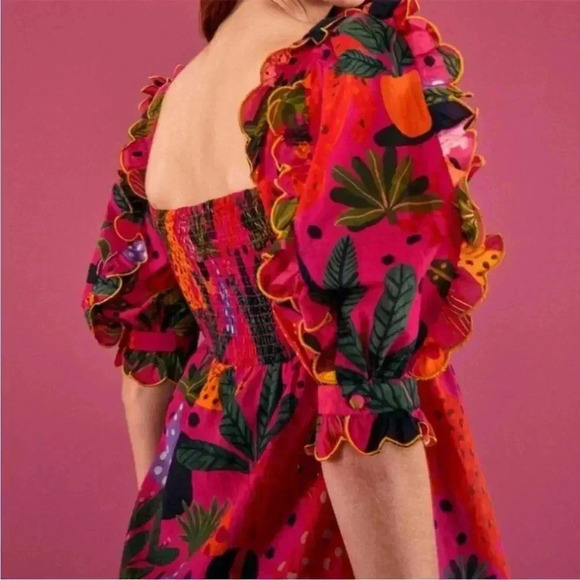 NWT FARM RIO POP LEOPARDS Short Sleeve Top BLOUSE Pink S - Picture 5 of 10